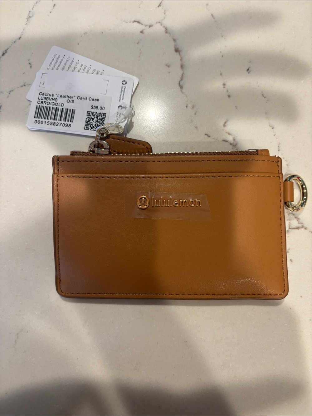 Lululemon Cactus Leather Card Case in Cranberry Brown/Gold NWT  🔥🔥